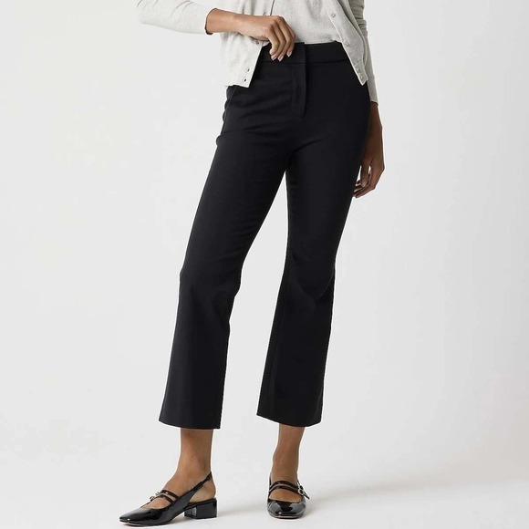 J. Crew Pants - Cropped Flare Trousers Cotton Blend Workwear Size 14 J.Crew Women Black